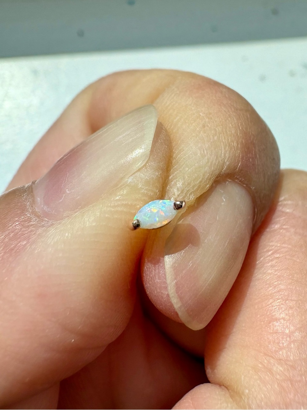 BJO ‘Zuri’ Marquise Opal Stud in 14k rose gold